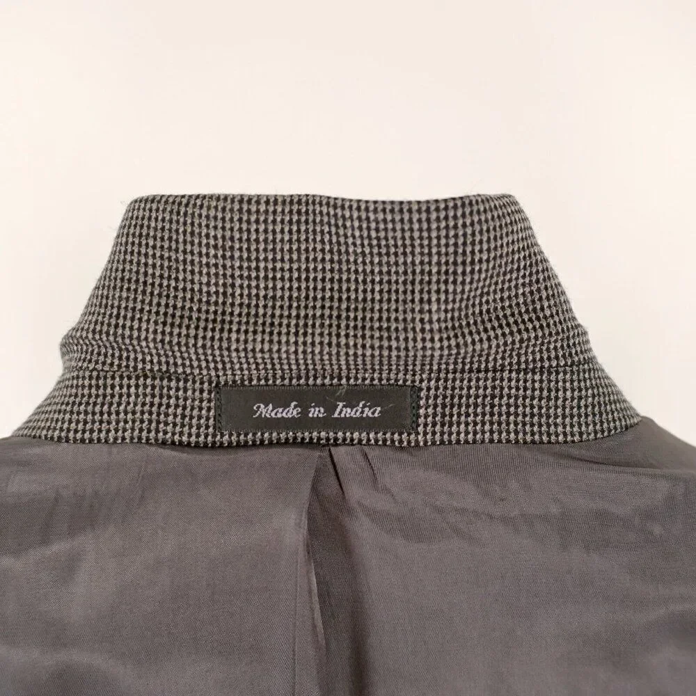 Lauren Ralph Lauren Thick Wool Wool Black Gray Tan Check 2 Button Sport Coat 46L